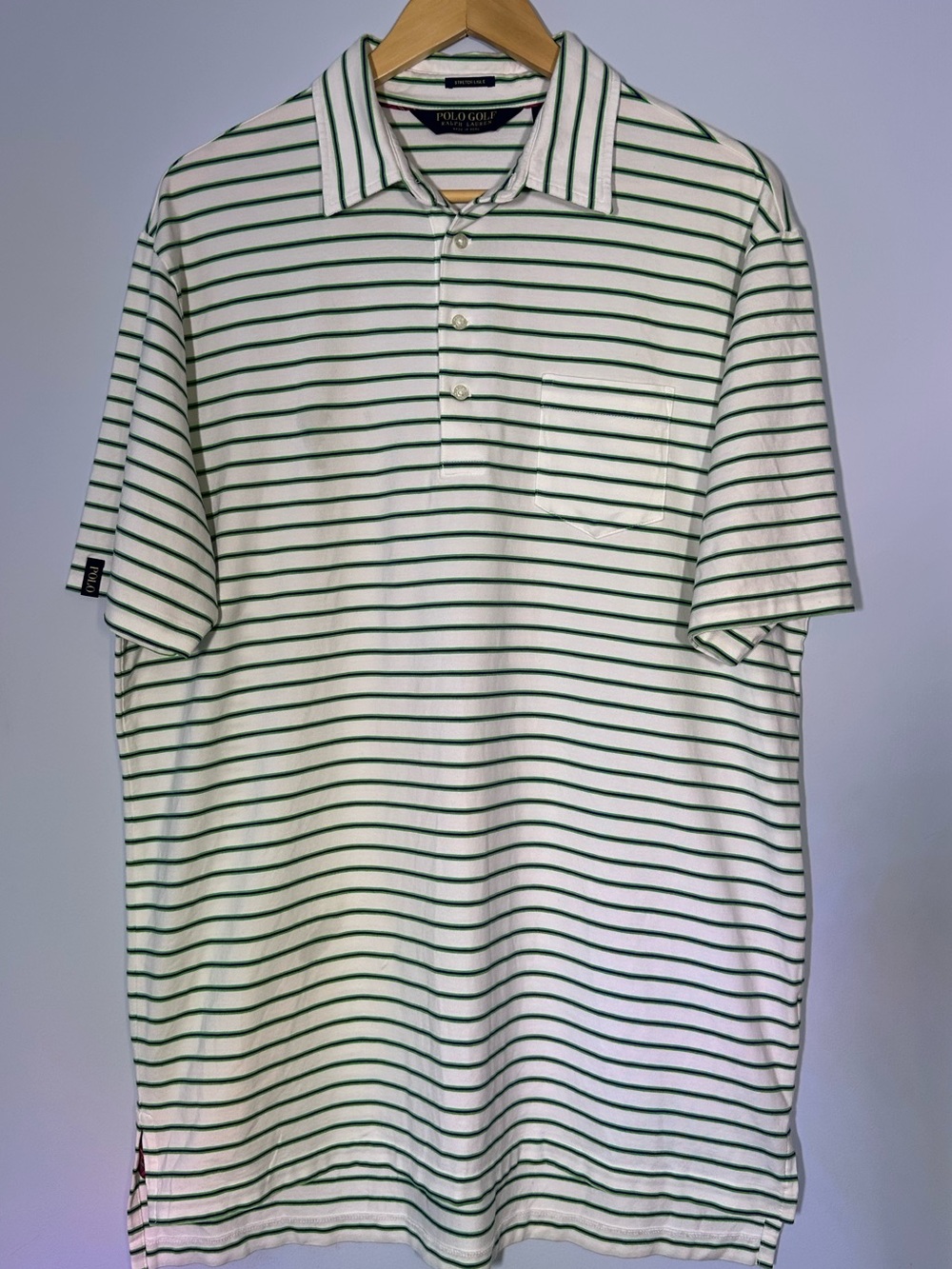 Polo Golf Ralph Lauren Steve Lisle Striped Polo Shirt Mens Large Green White